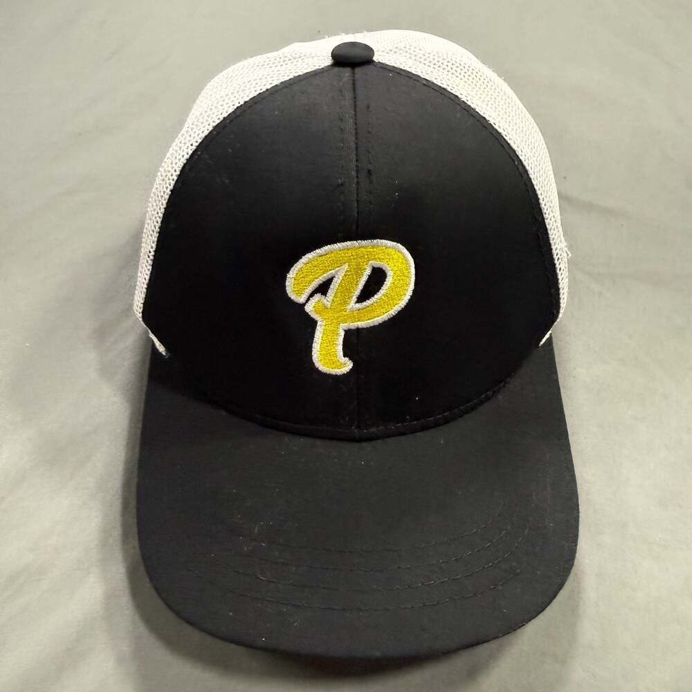 Pacific Headwear P114 Youth Snapback Trucker Hat Black White